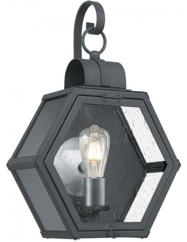 Billede af Heath Væglampe i aluminium og glas H48 cm 1 x E27 - Mat sort/Klar med dråbeeffekt
