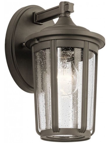Se Fairfield Væglampe i aluminium og glas H27,9 cm 1 x E27 - Aldret bronze/Klar med dråbeeffekt hos Lepong.dk
