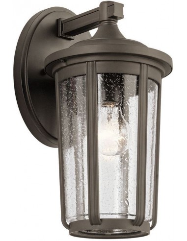 Billede af Fairfield Væglampe i aluminium og glas H37,1 cm 1 x E27 - Aldret bronze/Klar med dråbeeffekt