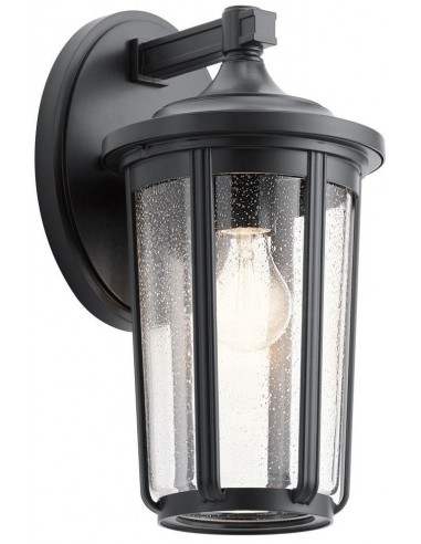 Billede af Fairfield Væglampe i aluminium og glas H37,1 cm 1 x E27 - Mat sort/Klar med dråbeeffekt