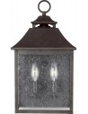 Galena Udendørs væglampe i stål og glas H43,2 cm 2 x E14 - Antik brun/Klar med dråbeeffekt