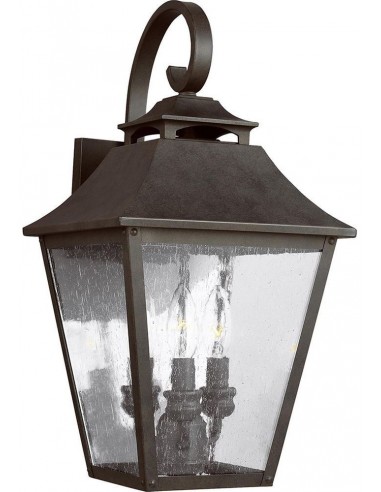 Se Galena Udendørs væglampe i stål og glas H48,9 cm 3 x E14 - Antik brun/Klar med dråbeeffekt hos Lepong.dk