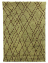Zigzag tæppe i uld 280 x 180 cm - Olivengrøn/Brun