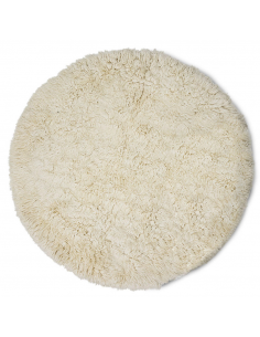 Fluffy rundt tæppe i uld...