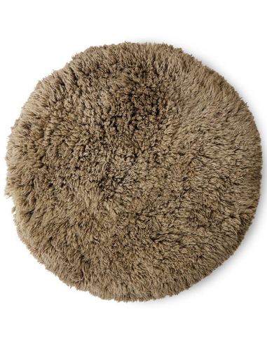 Billede af Fluffy rundt tæppe i uld Ø150 cm - Sagegrøn