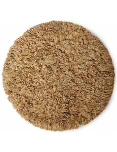Fluffy rundt tæppe i uld...