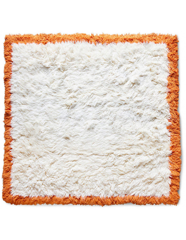 Billede af Fluffy tæppe i uld 250 x 250 cm - Creme/Orange