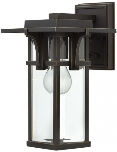 Se Manhattan Væglampe i aluminium og glas H29,8 cm 1 x E27 - Antik bronze/Klar hos Lepong.dk