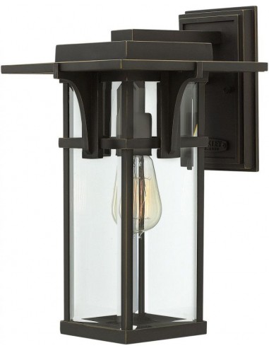 Se Manhattan Væglampe i aluminium og glas H38,1 cm 1 x E27 - Antik bronze/Klar hos Lepong.dk
