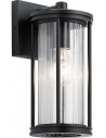Barras Væglampe i aluminium og glas H29 cm 1 x E27 - Mat sort/Klar rillet