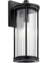 Barras Væglampe i aluminium og glas H40,6 cm 1 x E27 - Mat sort/Klar rillet