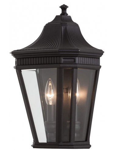 Billede af Cotswold Lane Udendørs væglampe i aluminium og glas H40,6 cm 2 x E14 - Mat sort/Klar