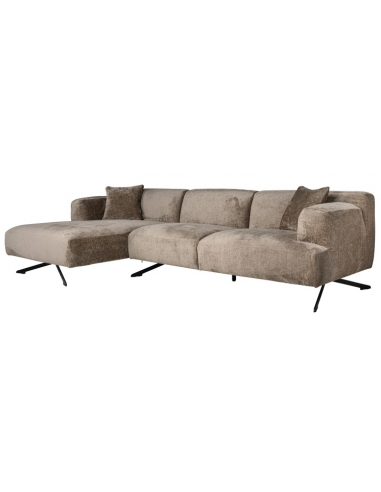 Se Donovan venstrevendt chaiselong sofa i chenille 300 x 148 cm - Sort/Taupe hos Lepong.dk
