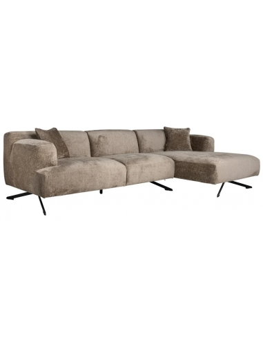 Se Donovan højrevendt chaiselong sofa i chenille 300 x 148 cm - Sort/Taupe hos Lepong.dk