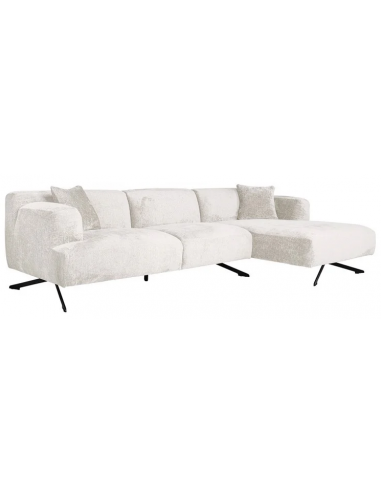 Se Donovan højrevendt chaiselong sofa i chenille 300 x 148 cm - Sort/Creme hos Lepong.dk