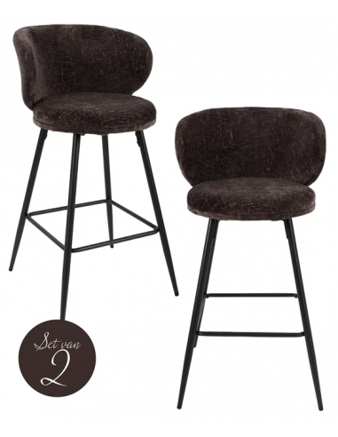 Se Sæt med 2 x Mimi barstol i metal og polyester H104 cm - Sort/Graphite grå hos Lepong.dk
