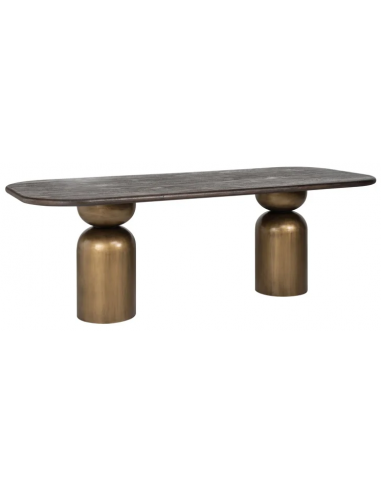 Se Cavo spisebord i jern og akacietræ 230 x 100 cm - Antik messing/Mørkebrun hos Lepong.dk