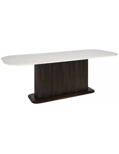 Se Mayfield spisebord i mangotræ & marmor 230 x 100 cm - Mørkebrun/Hvid marmor hos Lepong.dk