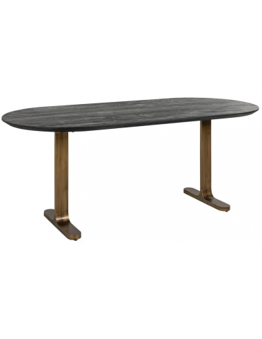 Se Revelin spisebord i jern og mangotræ 235 x 90 cm - Antik messing/Rustik sort hos Lepong.dk
