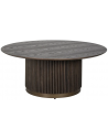 Luxor sofabord i jern & egetræsfinér Ø100 cm - Antik messing/Mørkebrun