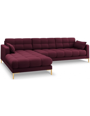 Billede af Mamaia venstrevendt chaiselong sofa i polyester B293 x D185 cm - Guld/Mørkerød