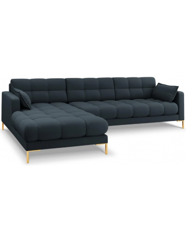 Se Mamaia venstrevendt chaiselong sofa i polyester B293 x D185 cm - Guld/Blå hos Lepong.dk