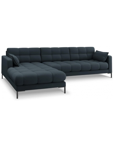 Se Mamaia venstrevendt chaiselong sofa i polyester B293 x D185 cm - Sort/Blå hos Lepong.dk