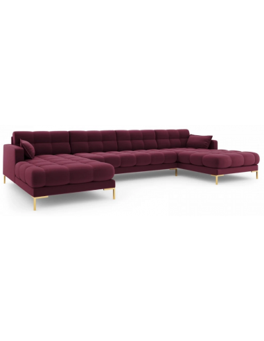 Se Mamaia U-sofa i polyester B383 x D185 cm - Guld/Mørkerød hos Lepong.dk