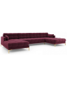 Mamaia U-sofa i polyester B383 x D185 cm - Guld/Mørkerød