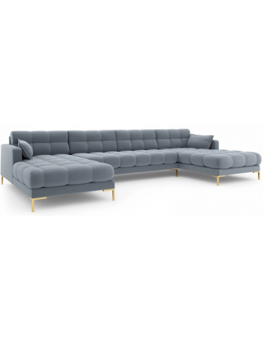 Se Mamaia U-sofa i polyester B383 x D185 cm - Guld/Lyseblå hos Lepong.dk
