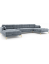 Mamaia U-sofa i polyester B383 x D185 cm - Guld/Lyseblå