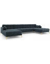 Mamaia U-sofa i polyester B383 x D185 cm - Guld/Blå