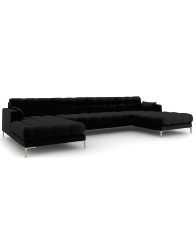 Se Mamaia U-sofa i polyester B383 x D185 cm - Guld/Sort hos Lepong.dk