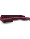 Mamaia U-sofa i polyester B383 x D185 cm - Sort/Mørkerød