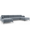 Mamaia U-sofa i polyester B383 x D185 cm - Sort/Lyseblå