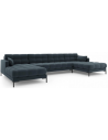 Mamaia U-sofa i polyester B383 x D185 cm - Sort/Blå