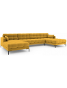 Mamaia U-sofa i polyester B383 x D185 cm - Sort/Gul