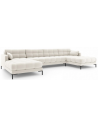 Mamaia U-sofa i polyester B383 x D185 cm - Sort/Lys beige
