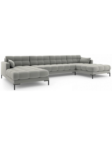 Se Mamaia U-sofa i polyester B383 x D185 cm - Sort/Lysegrå hos Lepong.dk