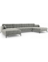Mamaia U-sofa i polyester B383 x D185 cm - Sort/Lysegrå