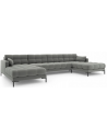 Mamaia U-sofa i polyester B383 x D185 cm - Sort/Grå
