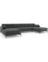 Mamaia U-sofa i polyester B383 x D185 cm - Sort/Mørkegrå