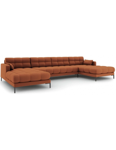 Se Mamaia U-sofa i polyester B383 x D185 cm - Sort/Murstensrød hos Lepong.dk