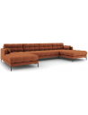 Mamaia U-sofa i polyester B383 x D185 cm - Sort/Murstensrød