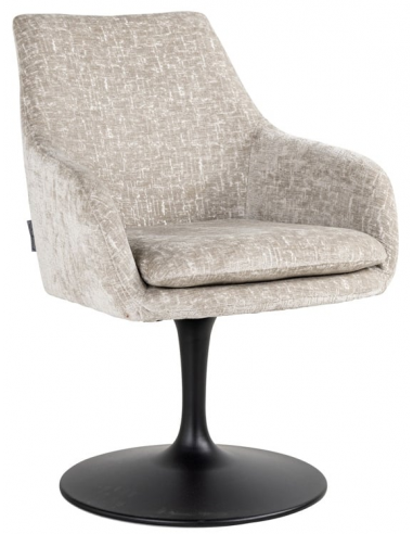 Se Marlon rotérbar spisebordsstol i metal og polyester H86 cm - Sort/Perlemor hos Lepong.dk