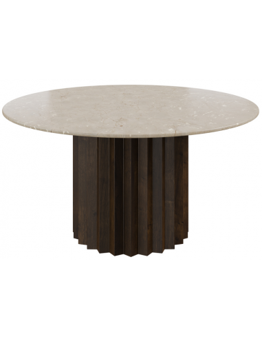 Se Kalmar spisebord i mangotræ og marmor Ø150 cm - Mørkebrun/Beige marmor hos Lepong.dk