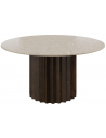 Kalmar spisebord i mangotræ og marmor Ø150 cm - Mørkebrun/Beige marmor
