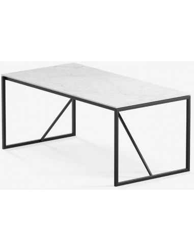 Se Hugo ultrathin spisebord i stål og keramik 260 x 90 cm - Sort/Calacatta hos Lepong.dk