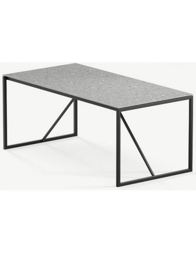 Se Hugo ultrathin spisebord i stål og keramik 300 x 90 cm - Sort/Granit grå hos Lepong.dk