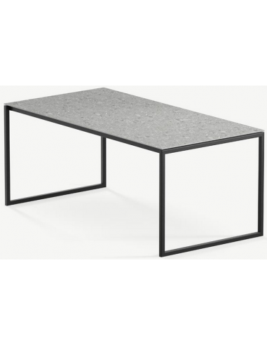 Billede af Hugo ultrathin havebord i stål og keramik 180 x 90 cm - Sort/Granitgrå